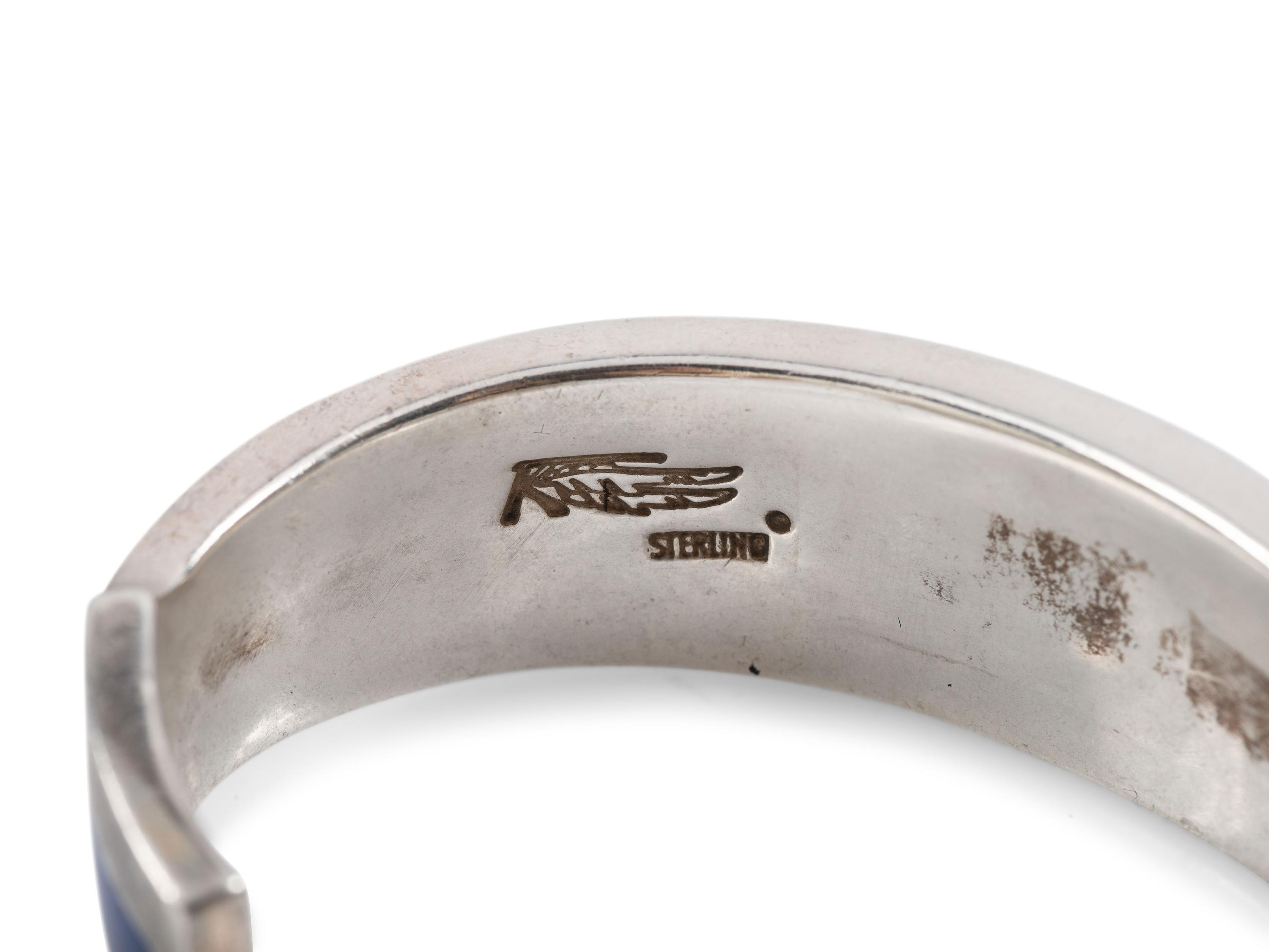 Sterling Silver Belt Buckle and Cuff Bracelet, with Inlay