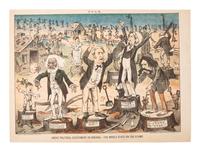[1880 ELECTION - POLITICAL CARTOONS]. A group of Puck chromolithographs related to the politics and presidential campaigns in 1880.