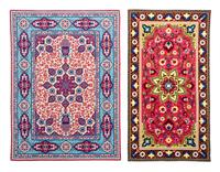 Two Needlepoint Rugs Larger 12 1/4 x 8 7/8 inches; smaller 12 3/8 x 6 5/8 inches. — Patricia Borwick