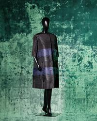 Christian Dior Haute Couture Two-Piece Ensemble: Cap Sleeve Shift Dress and Scalloped Banded Taffeta Coat, Spring/Summer 2012