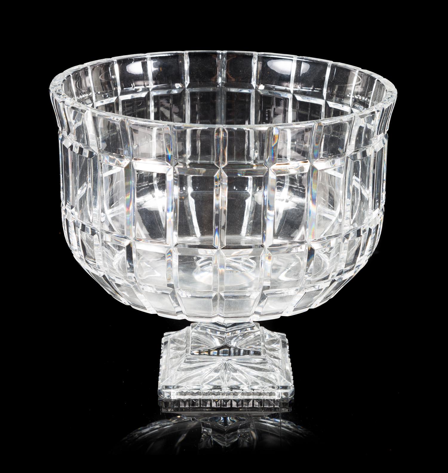 A Cut Glass Centerpiece Bowl Height 10 1/2 x diameter 11 1/2 inches