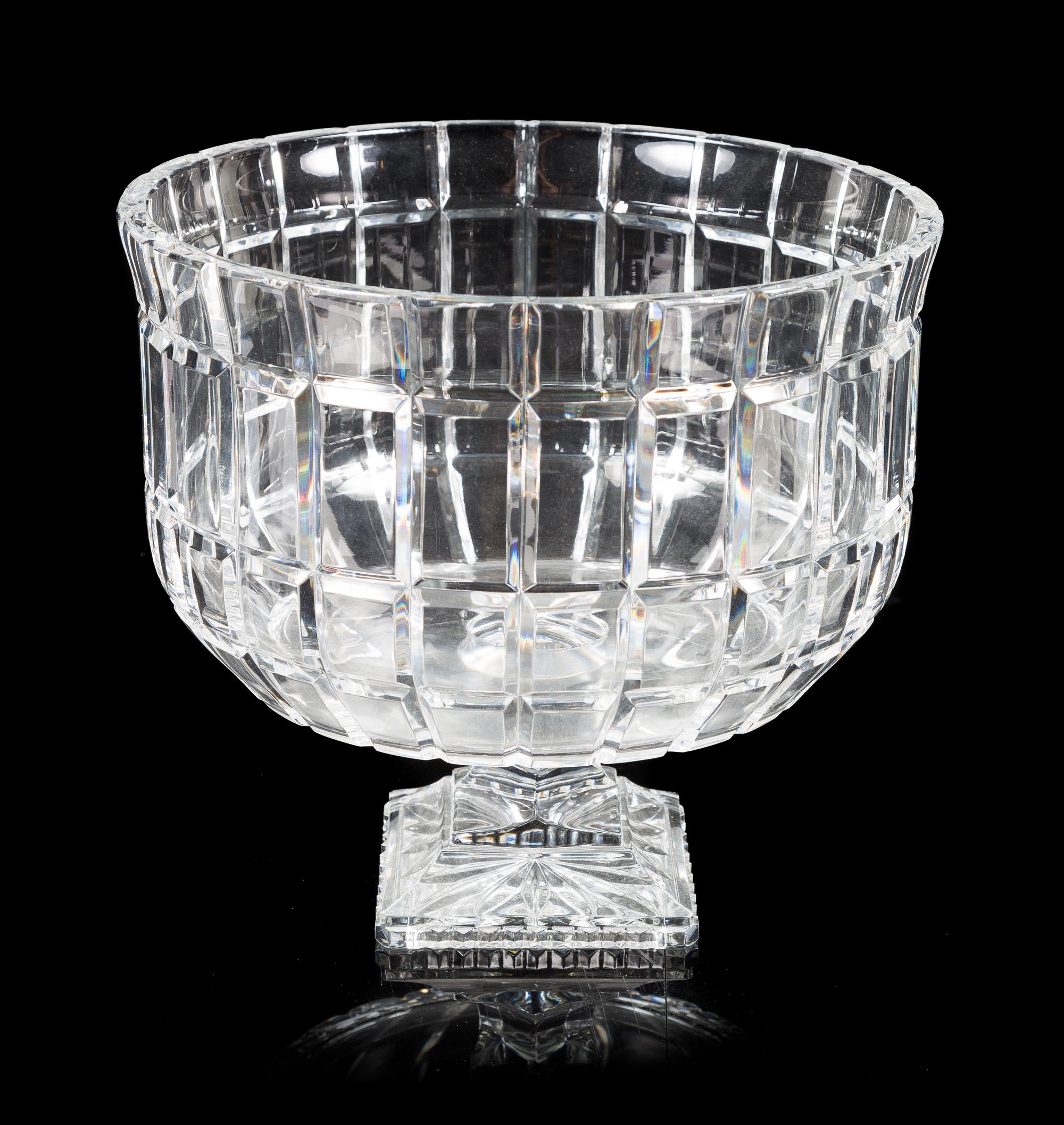 A Cut Glass Centerpiece Bowl Height 10 1/2 x diameter 11 1/2 inches