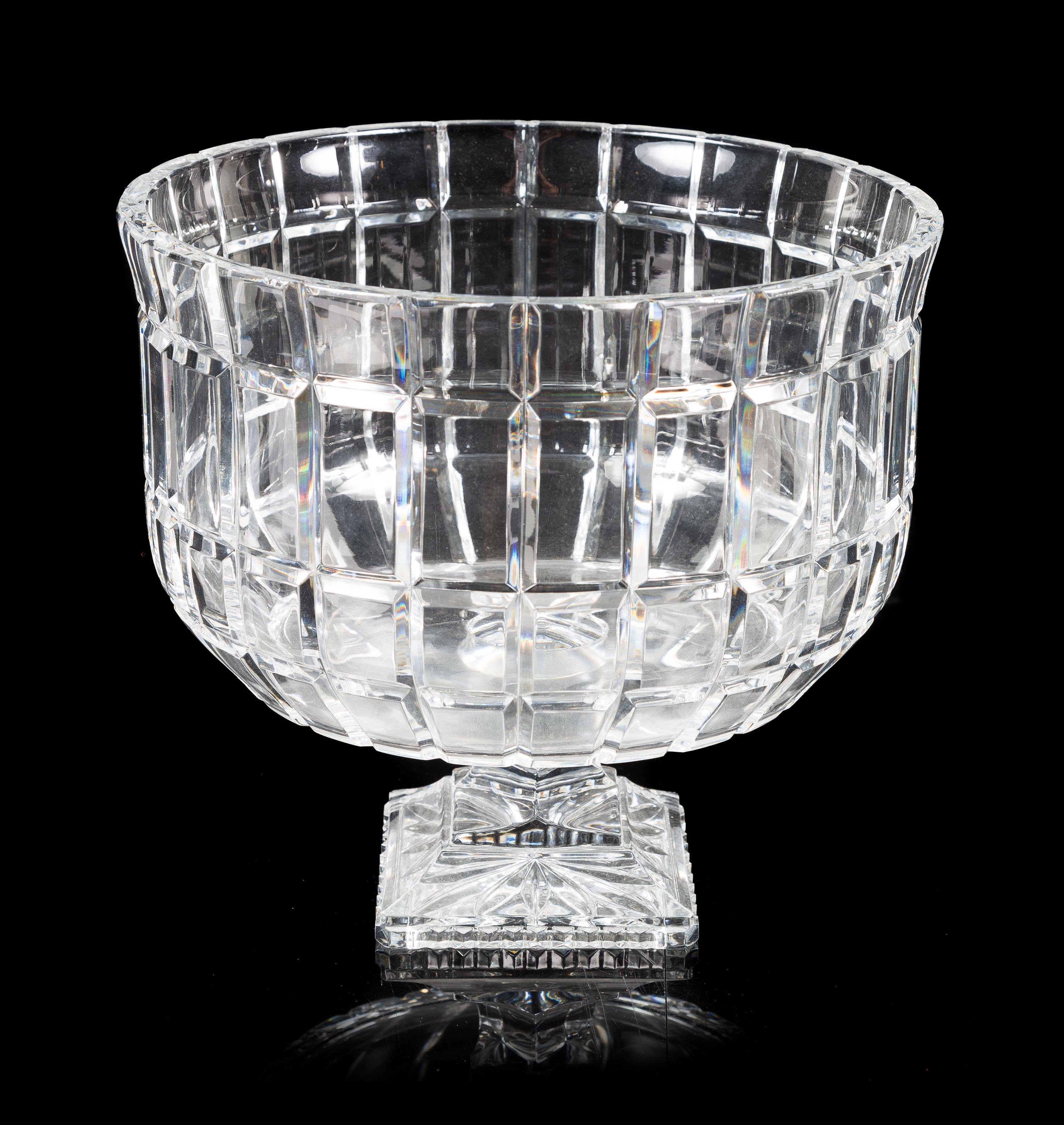 A Cut Glass Centerpiece Bowl Height 10 1/2 x diameter 11 1/2 inches