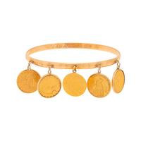 YELLOW GOLD AND COIN BANGLE BRACELET