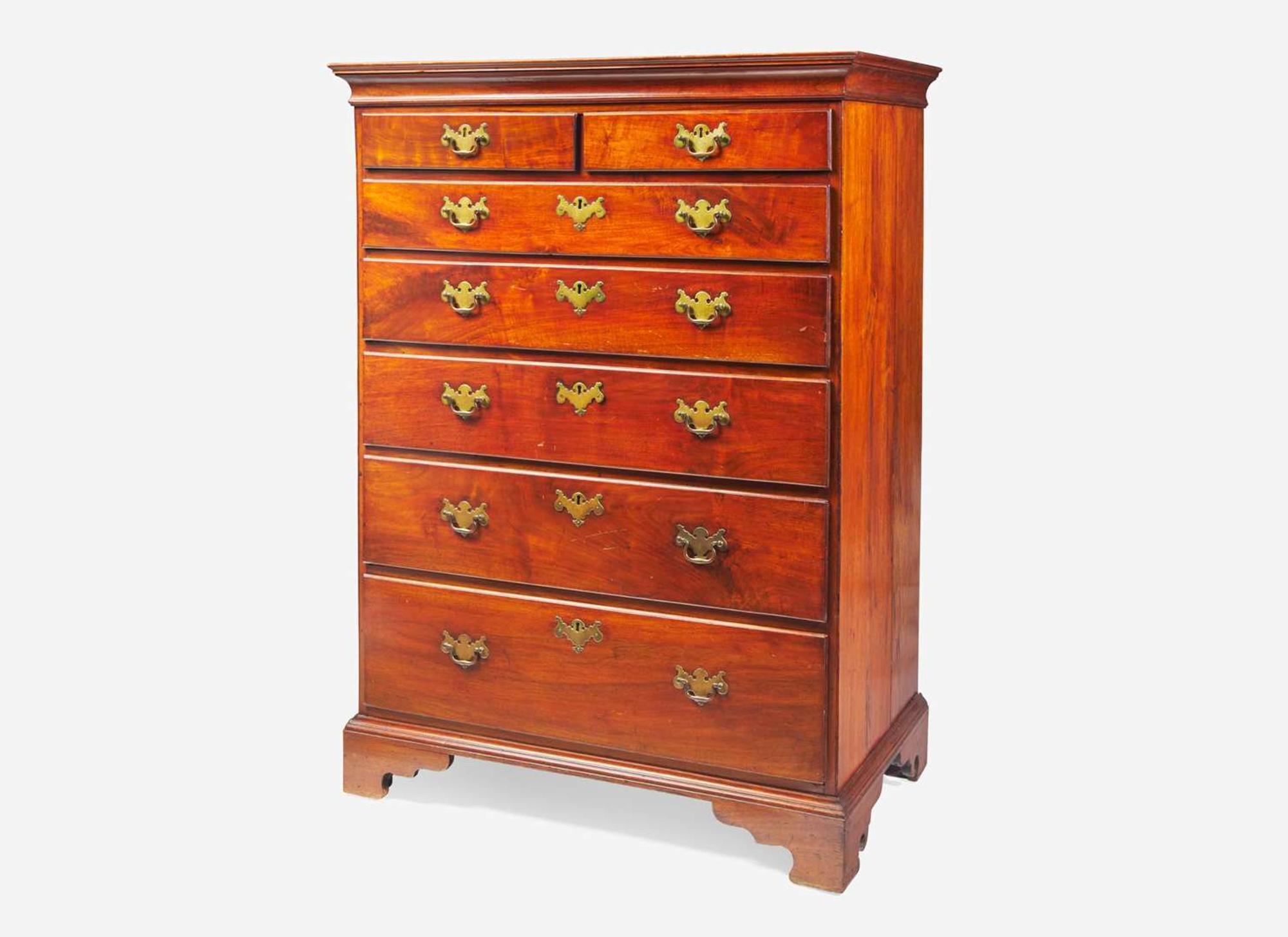 A Chippendale walnut tall chest of drawers, Pennsylvania, late 18th century