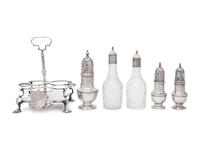 An Assembled George II Silver Cruet Set