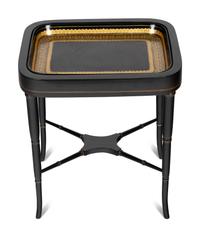 A Regency Papier-Mâché Tray Inset on a Later Stand as a Table