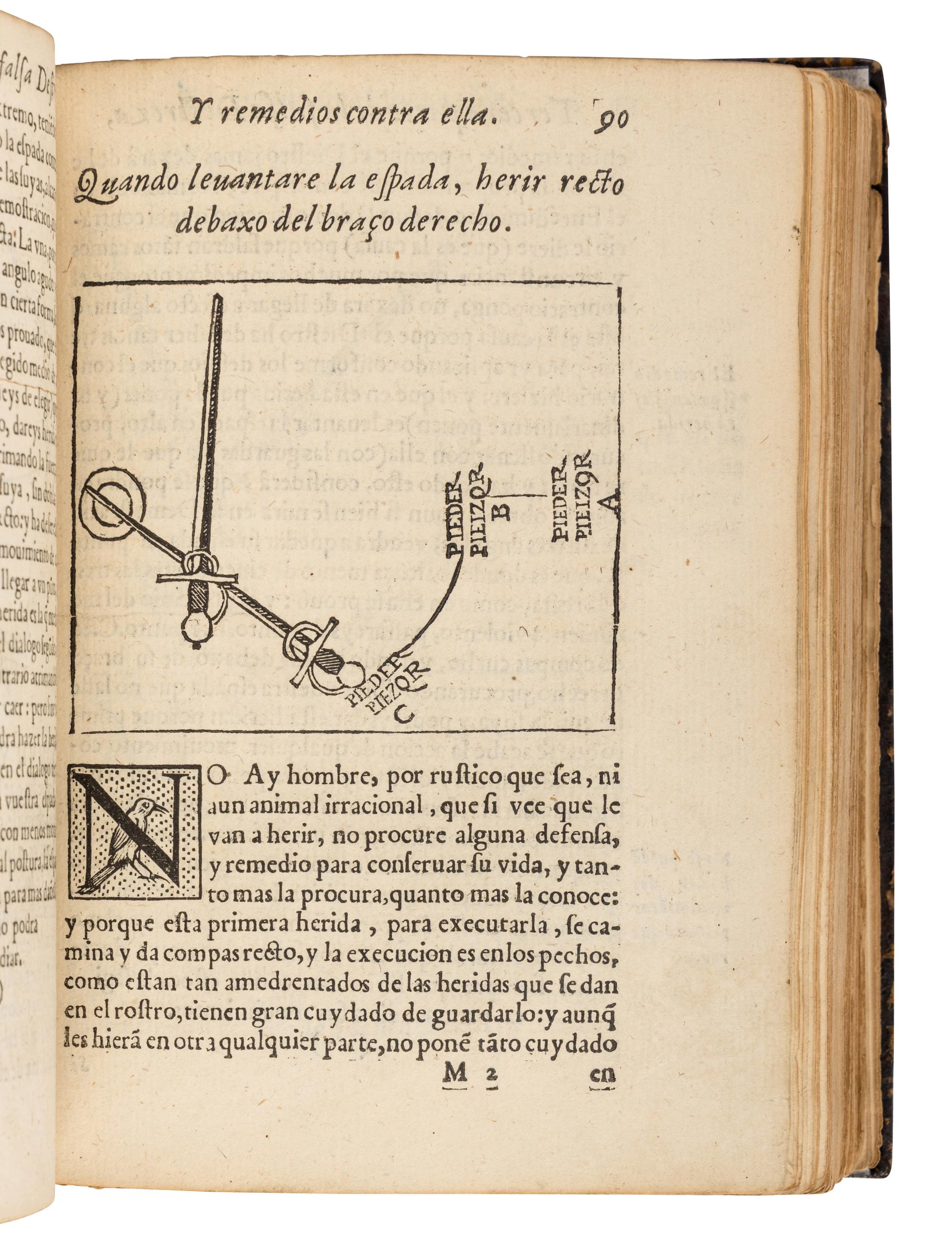 PACHECO DE NARVÁEZ, Luis (1570s-1640). Libro de las Grandezas de la Espada, en que se declaran muchos secretos del que compuso el Comendador Geronimo de Carranca . Madrid: Heirs of Juan Iñiguez de Lequerica, 1600.
