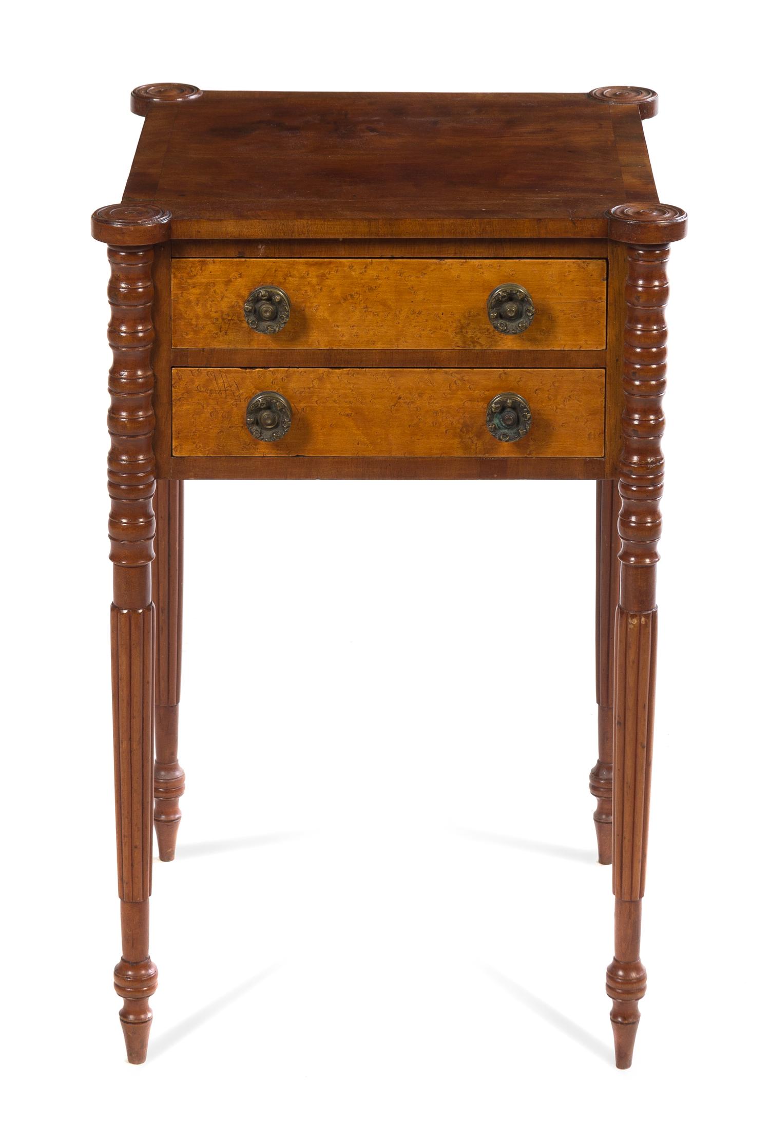 A Federal Mahogany and Bird's Eye Maple Table Height 28 inches. — 18TH/19TH CENTURY