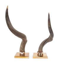 A Pair of Anthony Redmile Impala Horns Mounted on Bronzed Metal Bases