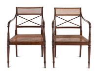 A Pair of Edwardian Painted Satinwood Armchairs
