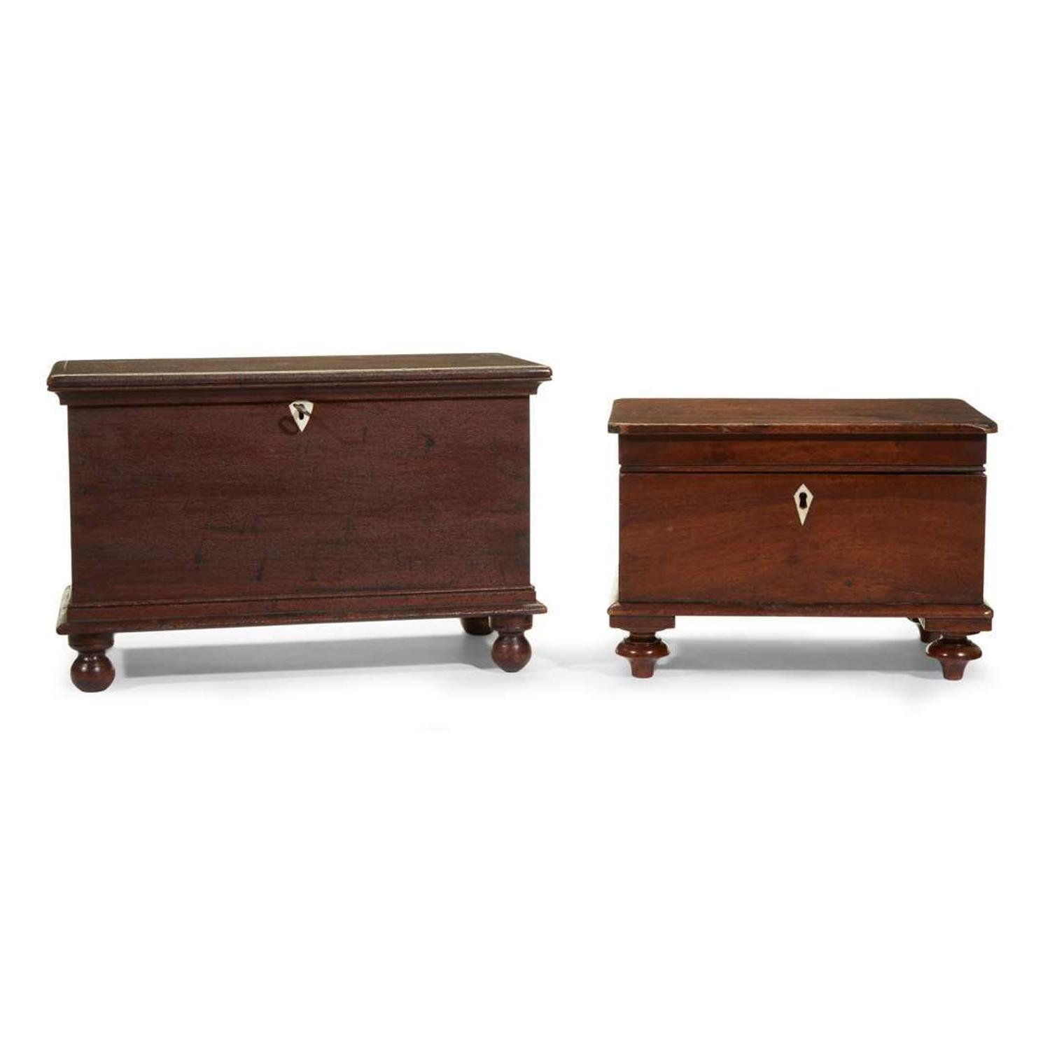 Two miniature Federal walnut chests early 19th century