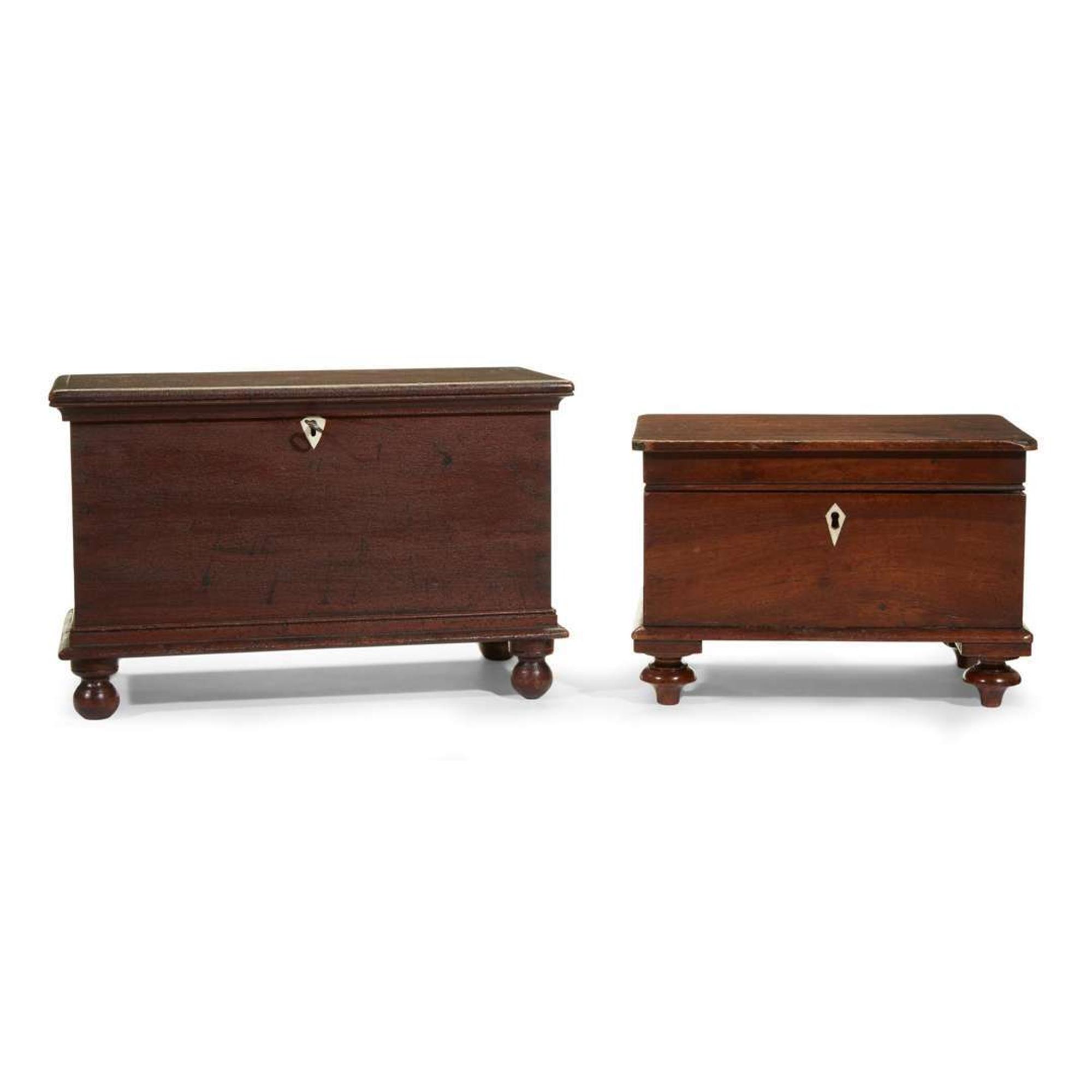Two miniature Federal walnut chests early 19th century