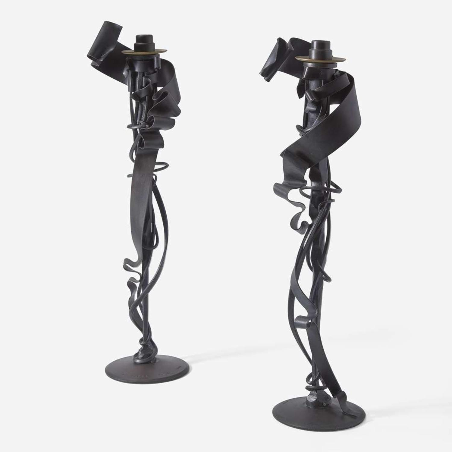 Albert Paley (American, b. 1944) Pair of "Calyx" Candlesticks, USA, 1998