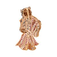 DIAMOND, RUBY AND SAPPHIRE PATRIOTIC LEOPARD PENDANT/BROOCH