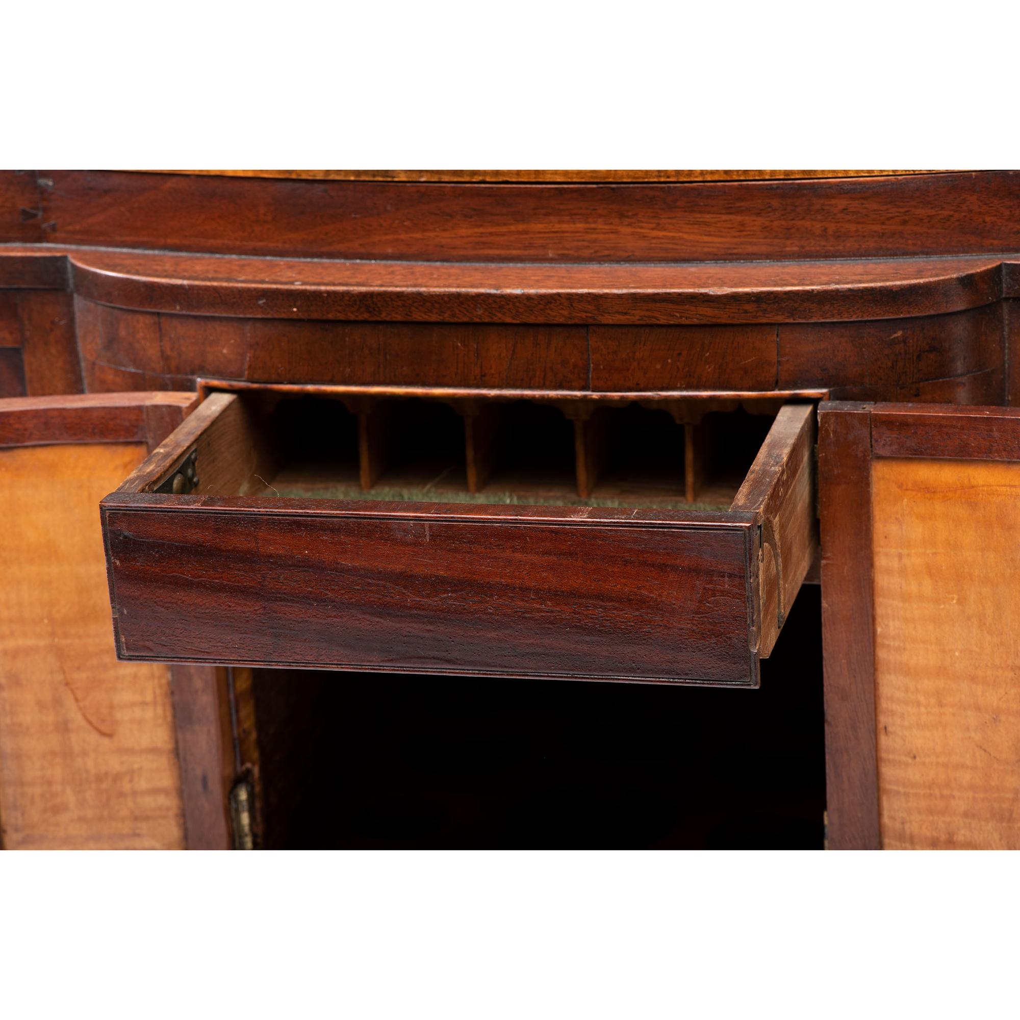 A Miniature Late Federal Tiger Maple and Walnut Hinged Lid Sideboard