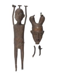 Two Benin Bronze Figural Throne Chairs