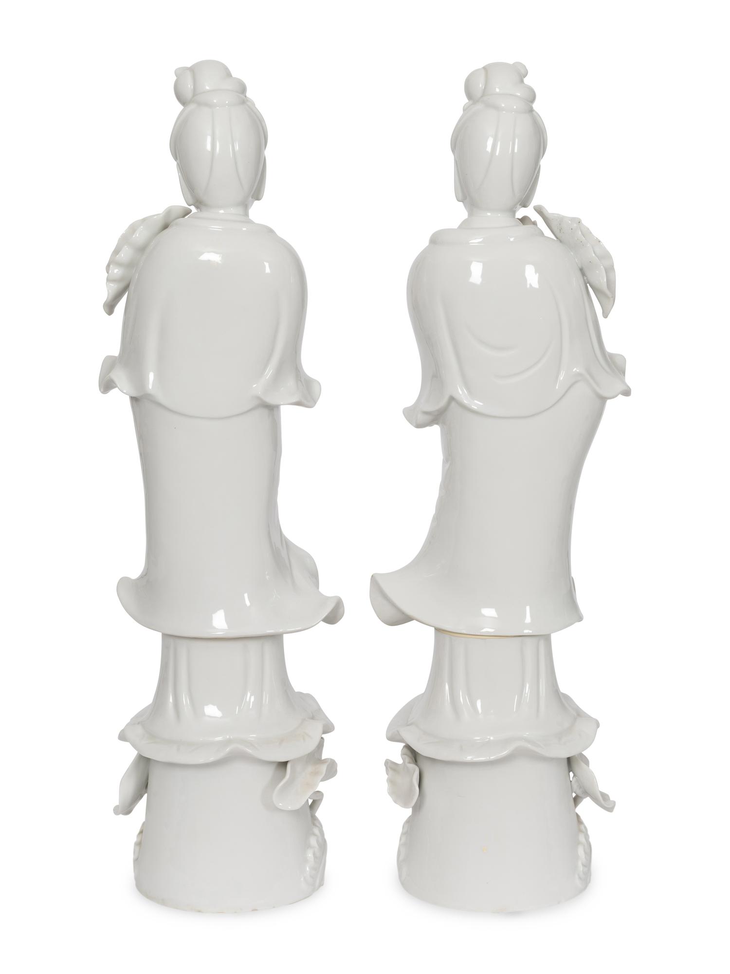 Two Pairs of Blanc-de-Chine Figures