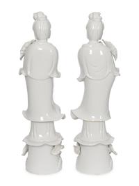 Two Pairs of Blanc-de-Chine Figures