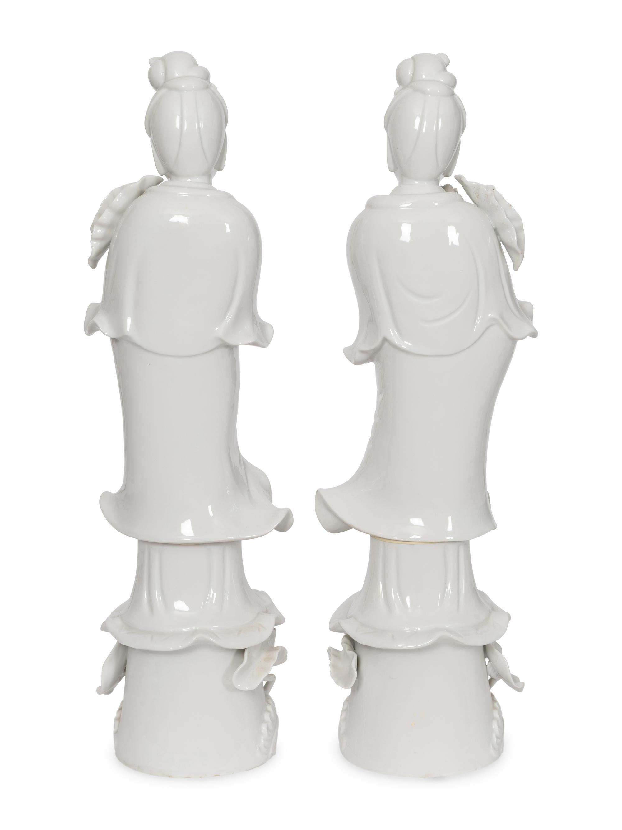 Two Pairs of Blanc-de-Chine Figures