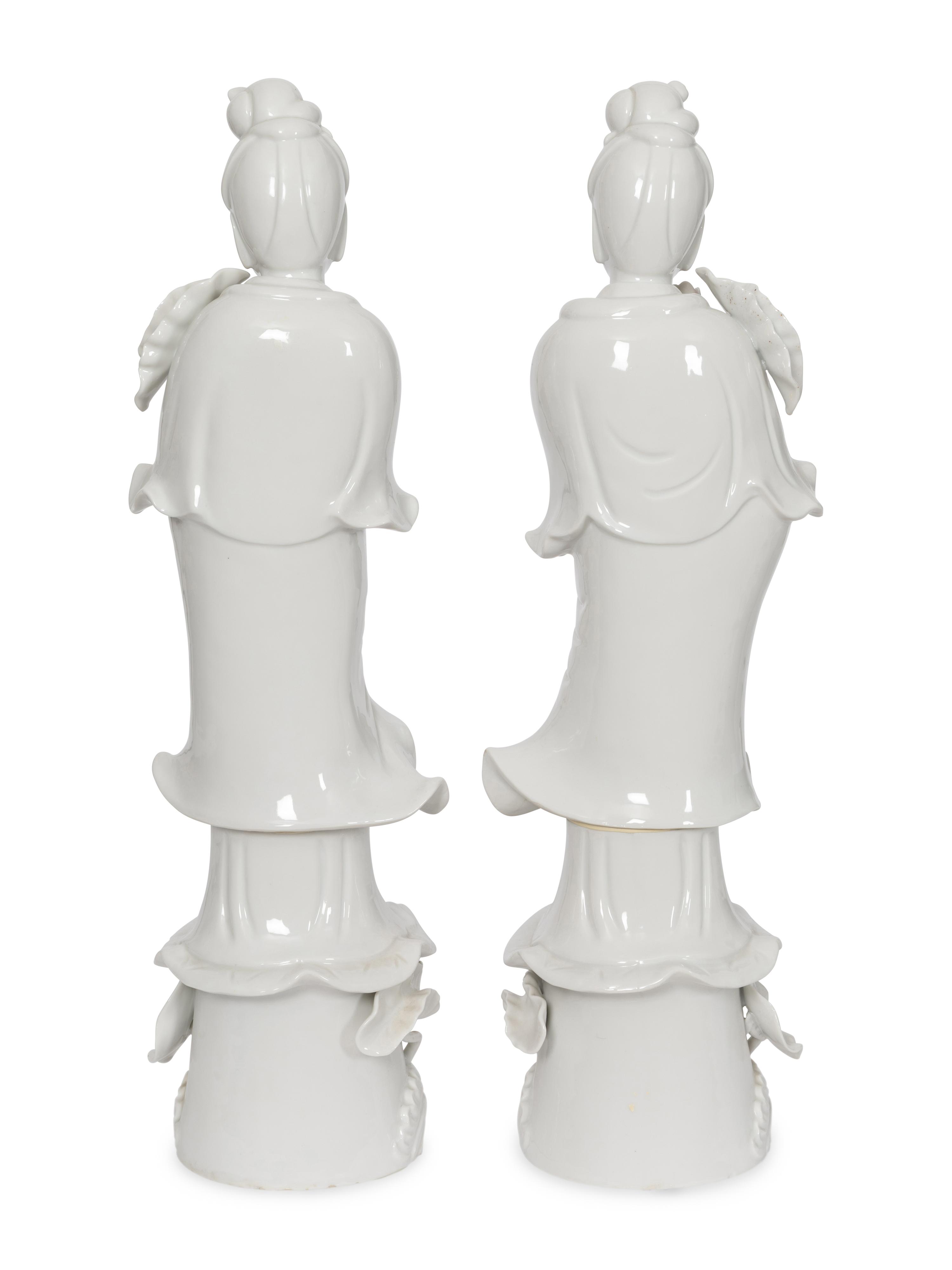 Two Pairs of Blanc-de-Chine Figures