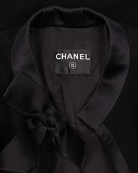 Chanel Wool Coat with Satin Trim and Bow, 1990-2000s