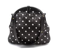 A Bottega Veneta Black and White Intrecciato Leather Bag, 14 1/2 x 11 1/2 x 4 1/2 inches.