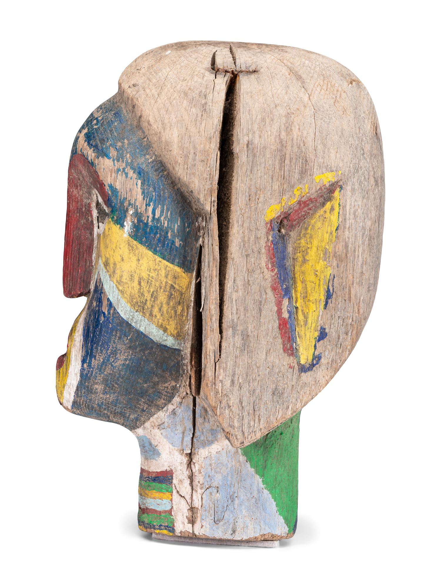 Carved and Painted Wood Head
