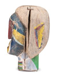 Carved and Painted Wood Head