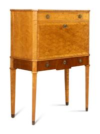 A Swedish Neoclassical Style Birch, Mahogany, and Rosewood Fall-Front Bureau