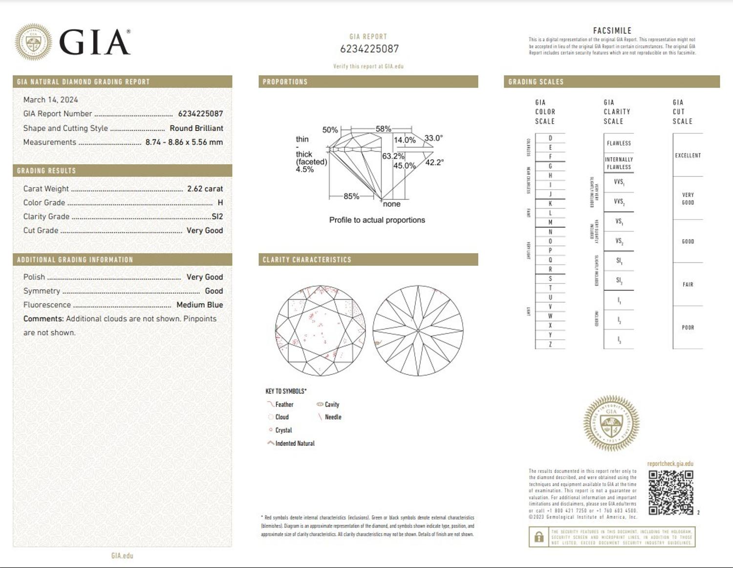 2.62 CARAT ROUND BRILLIANT CUT DIAMOND
