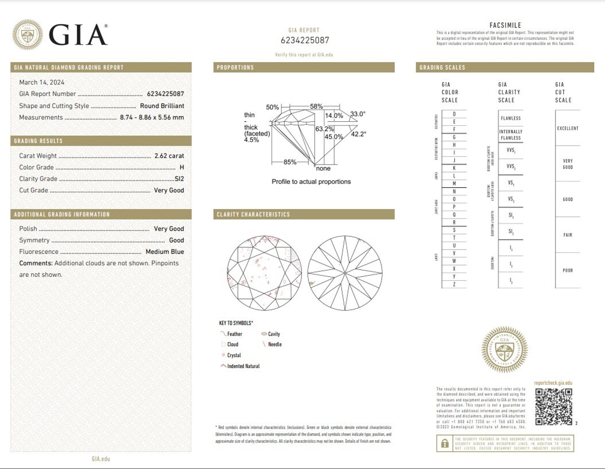 2.62 CARAT ROUND BRILLIANT CUT DIAMOND