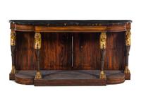 A Regency Style Grain-Painted and Parcel Gilt Faux Marble-Top Console Table