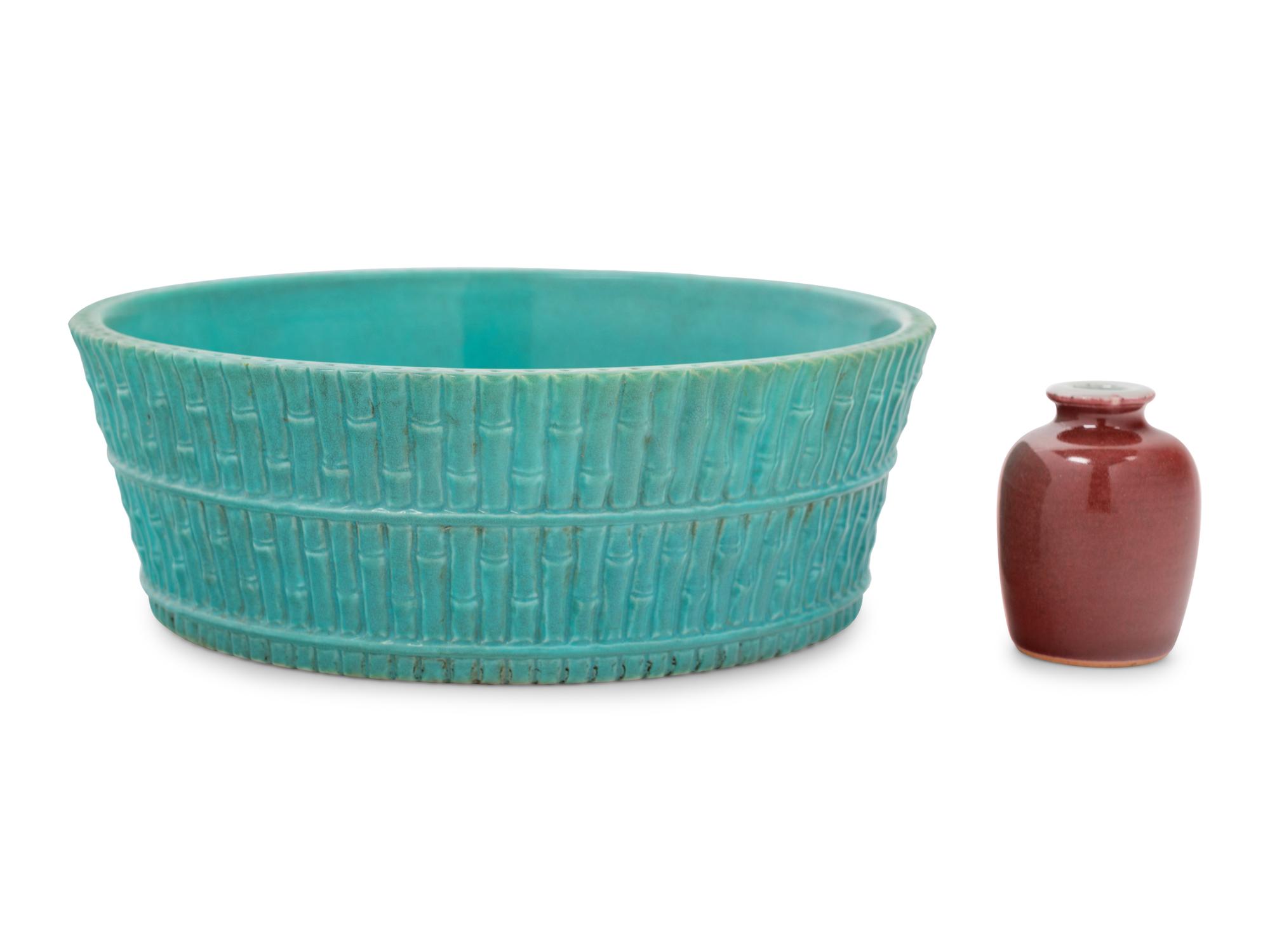 Two Chinese Monochrome Glazed Porcelain Wares