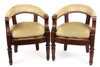 A Pair of Regency Style Mahogany Tub-Back Chairs Height 32 1/2 inches