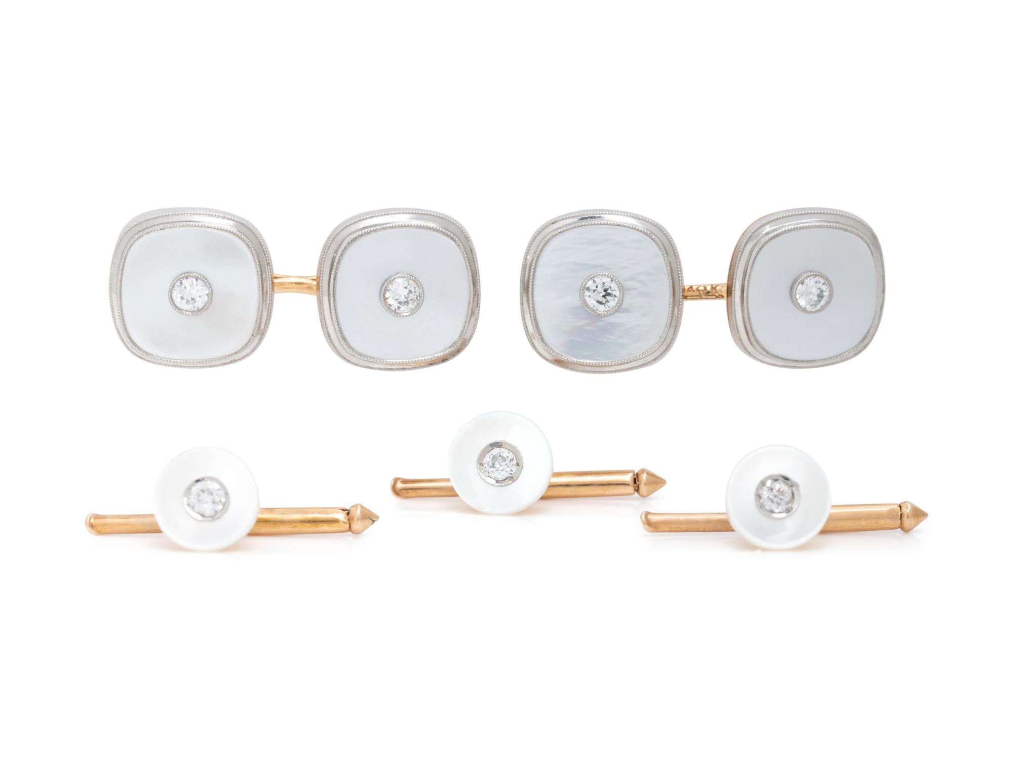 LARTER & SONS, MOTHER-OF-PEARL AND DIAMOND DRESS SET