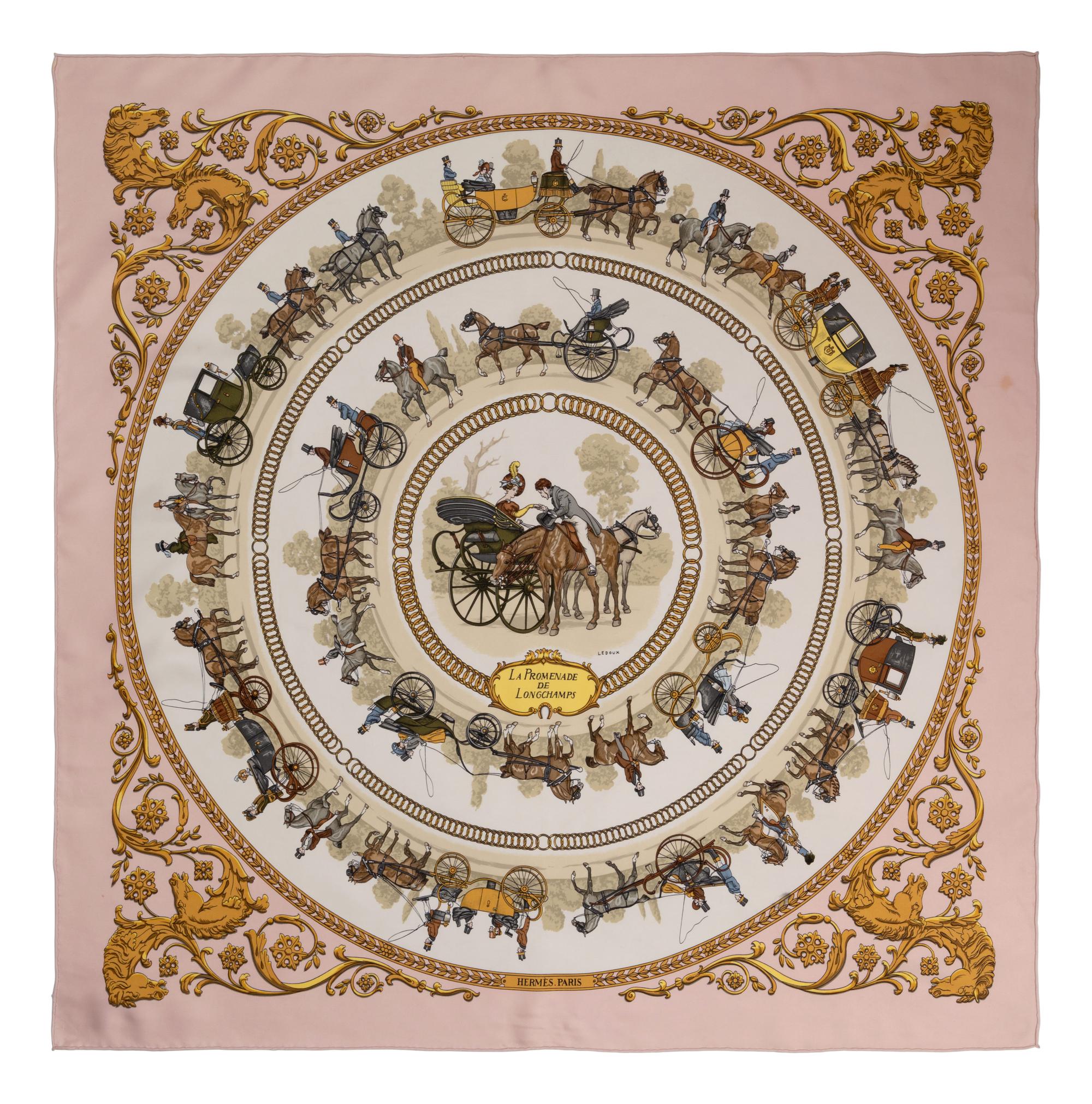 Four Silk Scarves: Two Hermès and Two Gucci