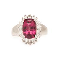 Garnet, Diamond, and White Gold Ring