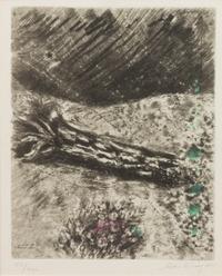 Marc Chagall, (French, 1887-1985) , La chene et le roseau, pl. 12 from La Fontaine, 1952