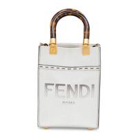 Fendi, Metallic Silver Mini Sunshine Shopper Tote