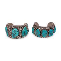 Navajo Silver and Turquoise Cuff Bracelets