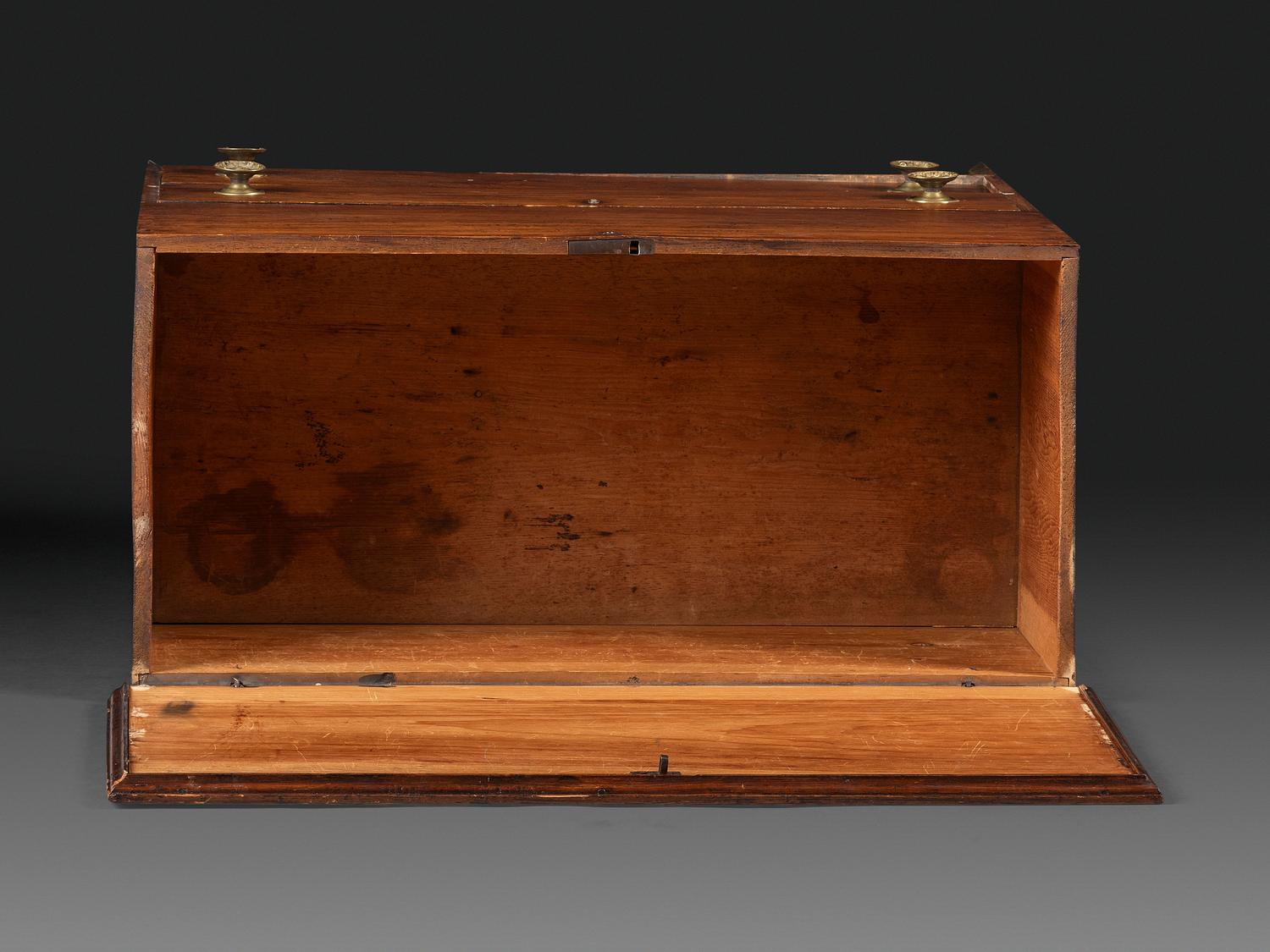 A Country Federal Brown-Stained Pine Two-Drawer Blanket Chest