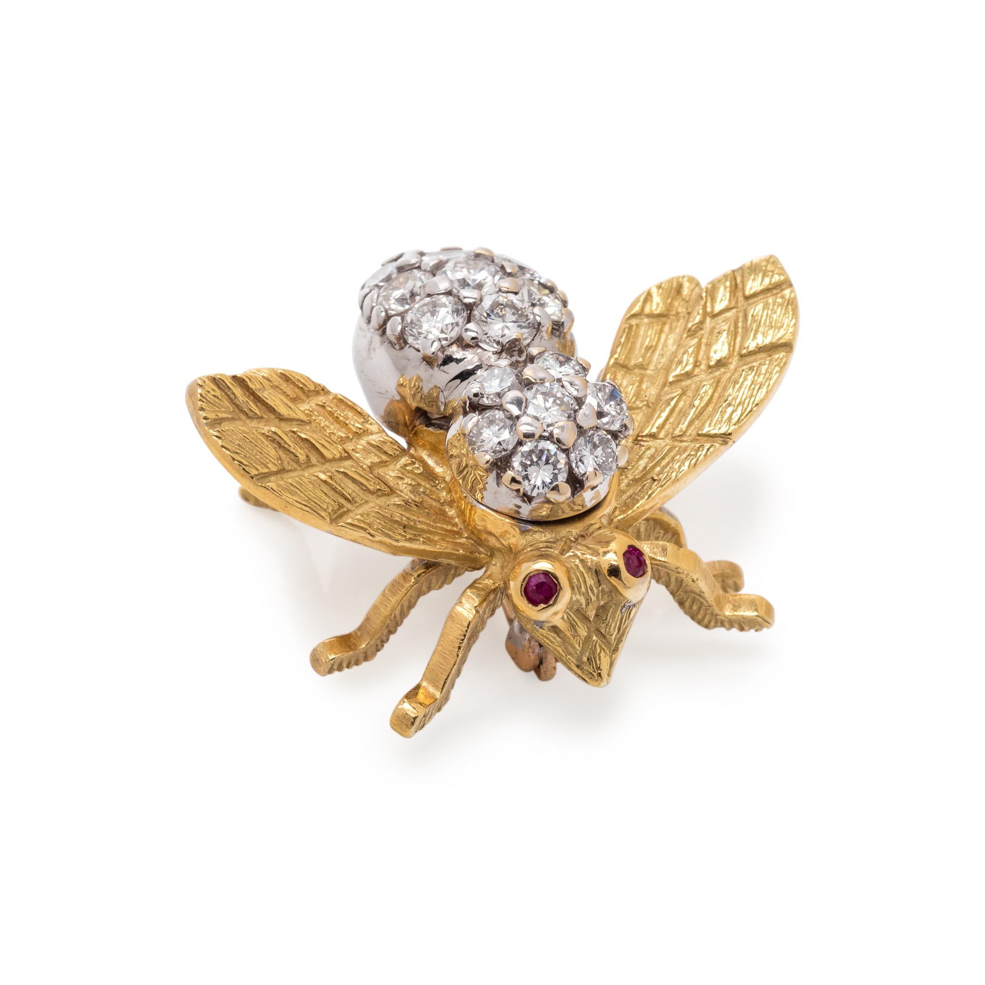 YELLOW GOLD AND DIAMOND BEE BROOCH