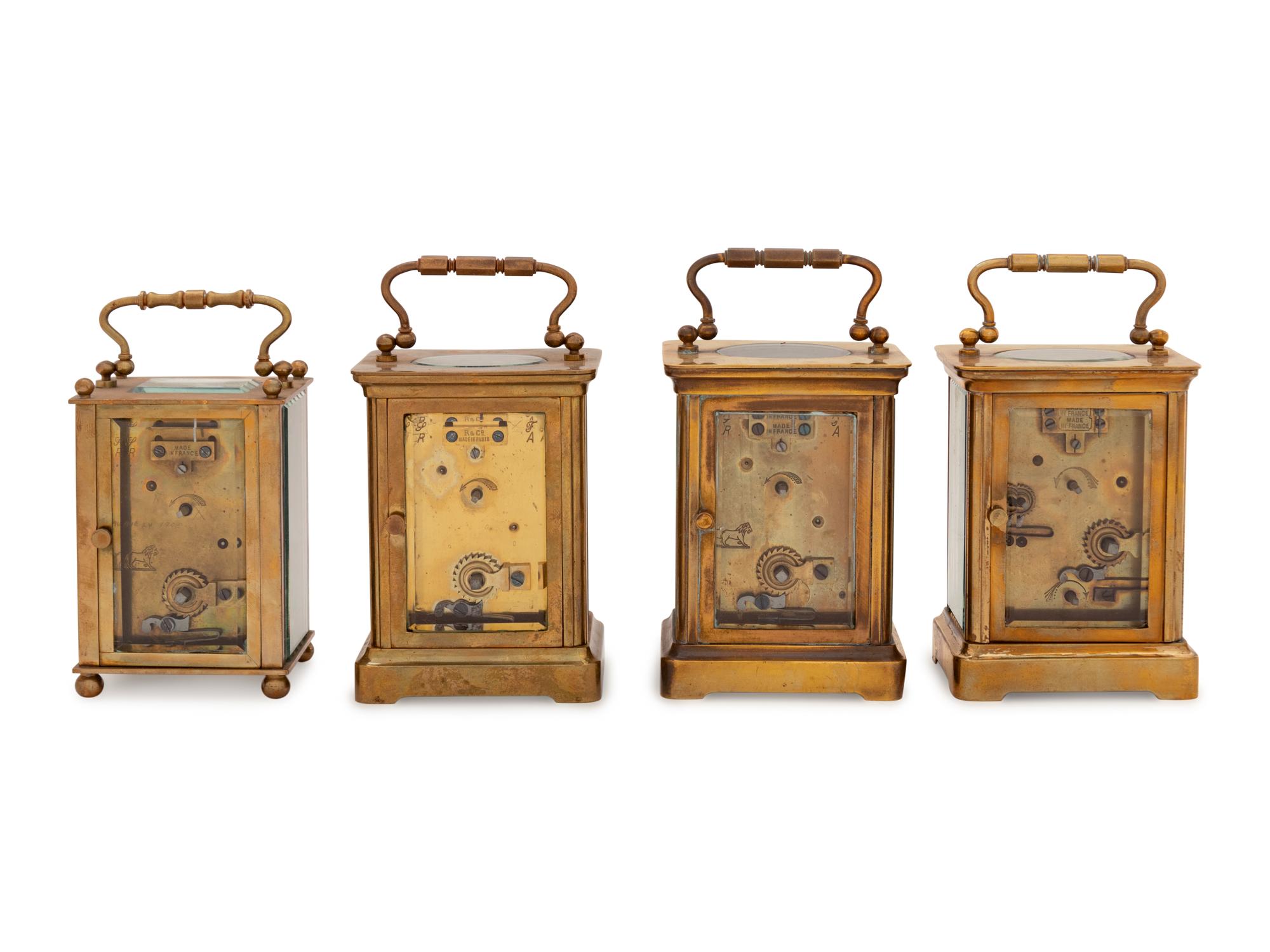 Four French Brass Carriage Clocks