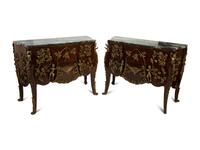 A Pair of Louis XV Style Marble Top and Gilt Bronze Mounted Commodes — 20TH CENTURY