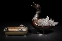 Two Japanese Bronze Incense Burners