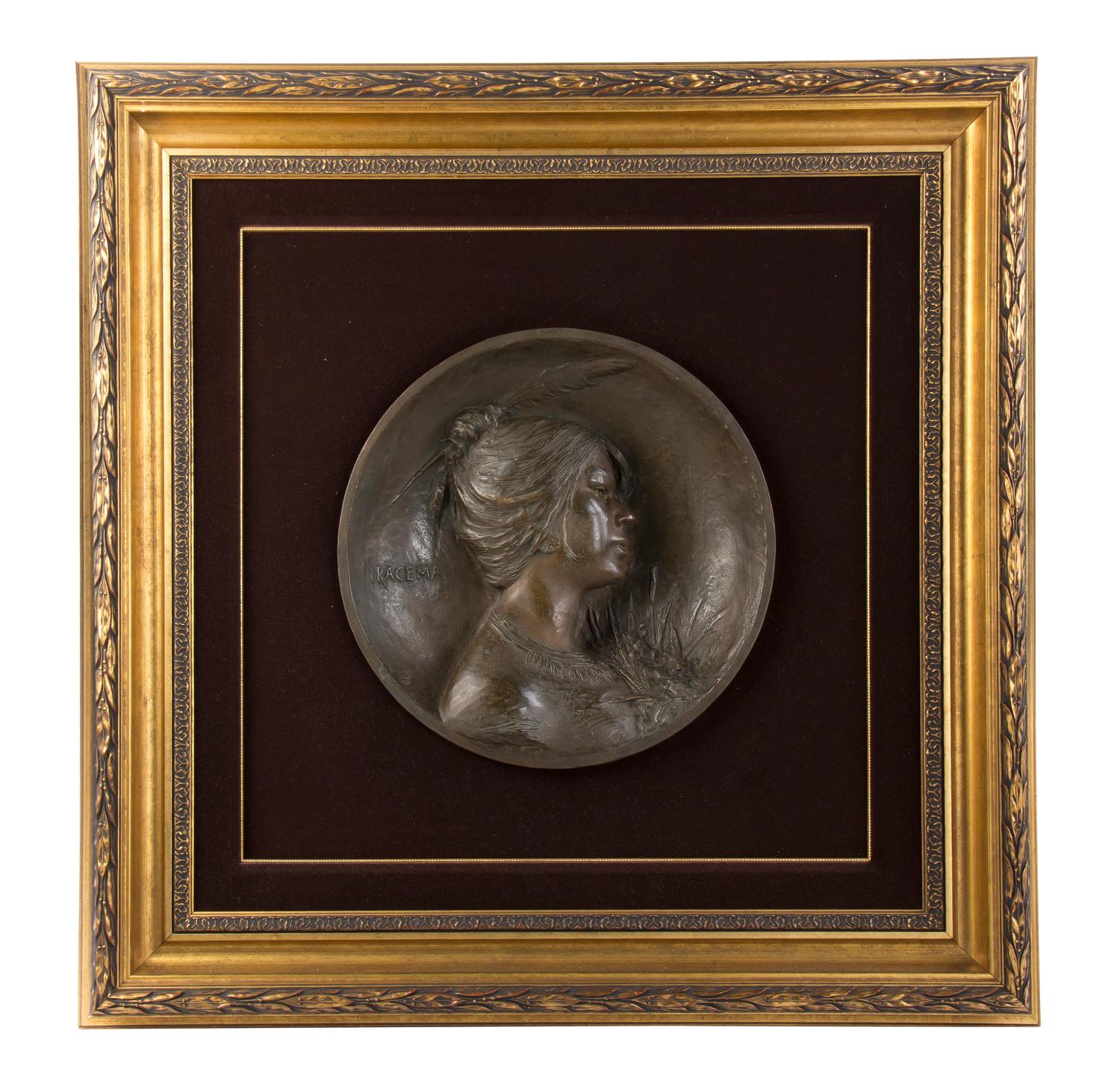 A Pair of French Bronze Plaques, Diameter of plaque 16 1/4 inches.