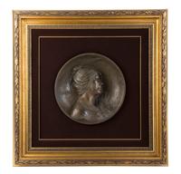 A Pair of French Bronze Plaques, Diameter of plaque 16 1/4 inches.