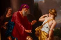 A Continental Porcelain Plaque Depicting The Banishment of Hagar After Adriaen van der Werff