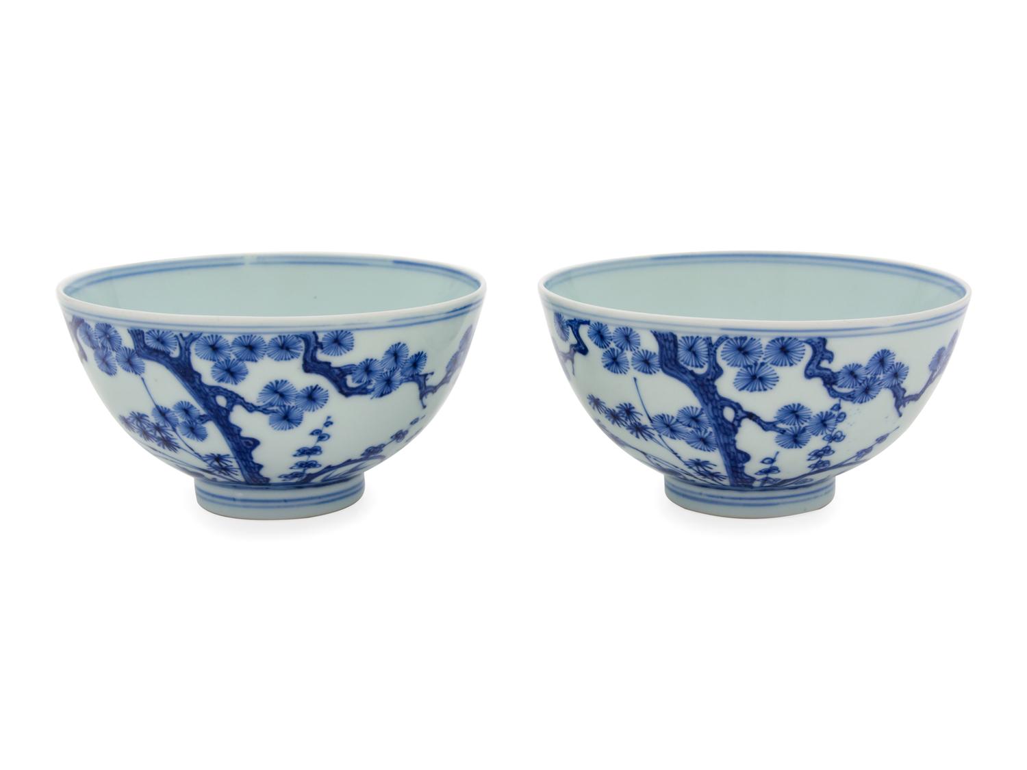A Pair of Chinese Blue and White Porcelain Bowls